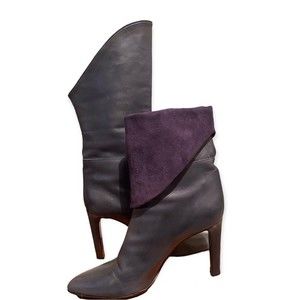Helmut Lang Blue Leather And Suede Boots